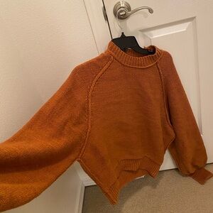 Free people rust Orange Sweater. Chunky with a mock neck